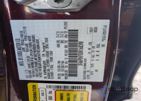 2013 Ford Fusion Se from USA, damaged, VIN 3FA6P0H70DR168398